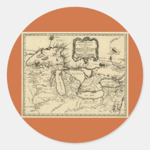 Adesivo 1755 grandes lagos e mapa novo de France/Canadá