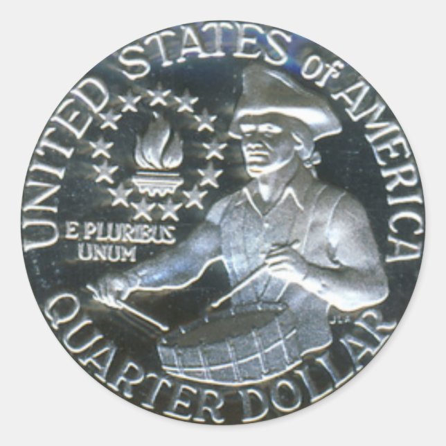 Adesivo 1776-1976 Bicentenário Drummer Boy Quarter Dollar (Frente)