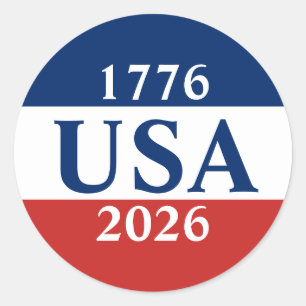 Adesivo 1776 EUA 2026 Patriótico Vermelho Branco e Azul