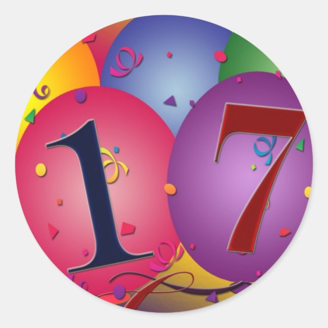 Adesivo 17 Anos! Balões de Aniversário (Frente)