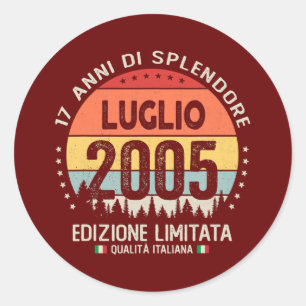 Adesivo 17 Anos de Idade Julho 2005 tema italiano 17º
