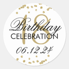 Adesivo 18º Aniversário Dourado Faux Glitter Confetti Whit