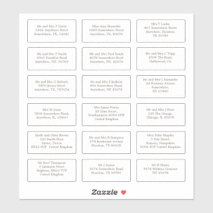 Adesivo 18 Endereços de Nome de Convidado de Casamento In