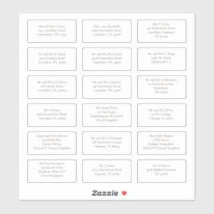 Adesivo 18 Endereços de Nome de Convidado de Casamento In
