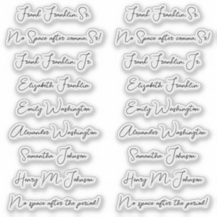 Adesivo 18 Guest Names - Script Elegante de Caligrafia Mon