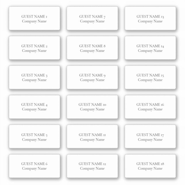 Adesivo 18 Nome do Convidado Individual e Empresa (Frente)