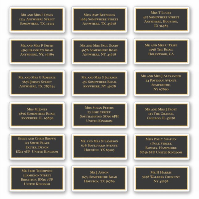 Adesivo 18 Nome do Destinatário Individual Endereço Dourad (Frente)