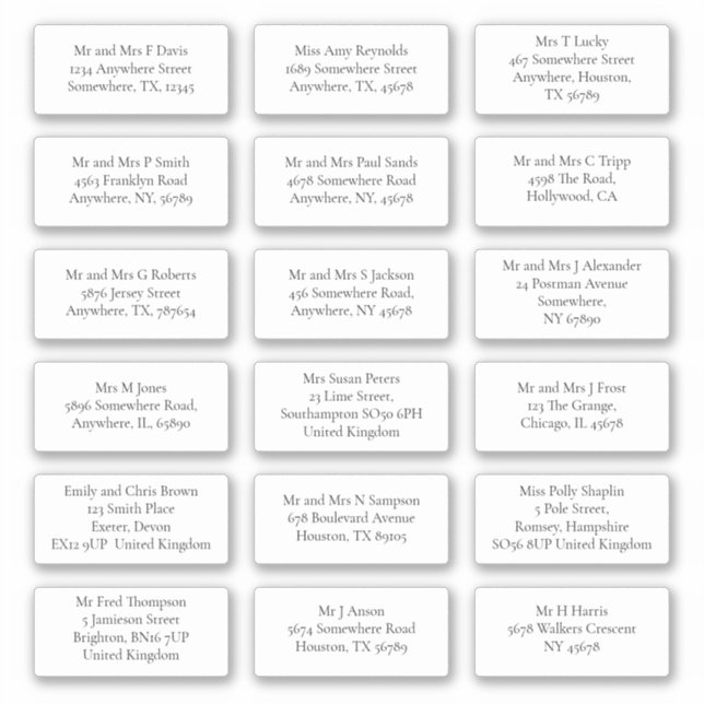 Adesivo 18 Nome do Destinatário Individual Endereço Mail S (Frente)