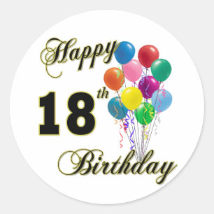 Adesivo 18os presentes de aniversário felizes