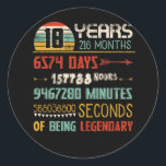 Adesivo 18th Birthday 216 Months Vintage Retro 18 Years<br><div class="desc">18th Birthday 216 Months Gift Vintage Retro 18 Years Being Legendary</div>