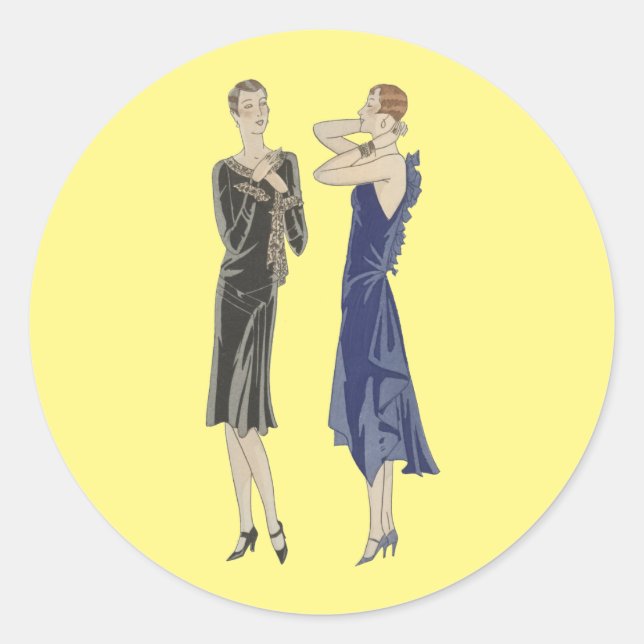 Adesivo 1920 Flapper Girl pinta a moda vestida arte (Frente)