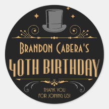 1920 Preto e Dourado da Arte de aniversário de 40 