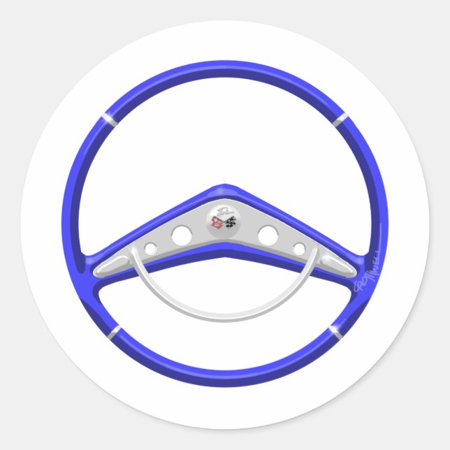 Adesivo 1959 Roda Azul de Direção do Chevrolet (Frente)