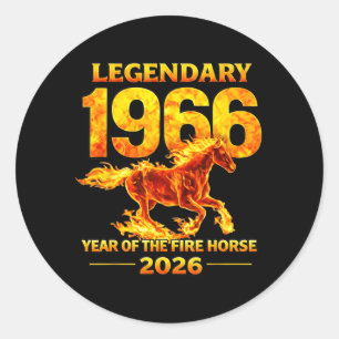 Adesivo 1966 Ano do Cavalo de Fogo 60º Aniversário Chinês
