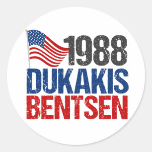 Adesivo 1988 Dukakis Bentsen - Democrata-Retro