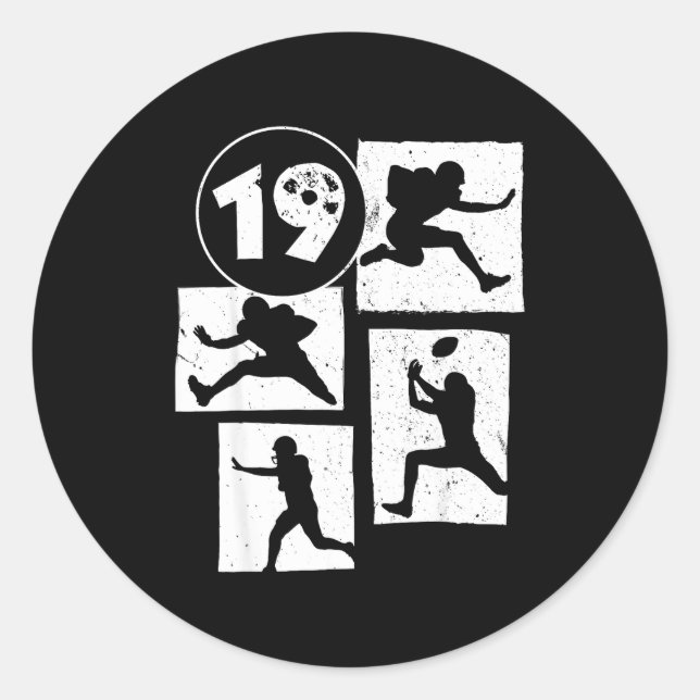 Adesivo 19th Birthday Retro American Football 19 Years Old (Frente)