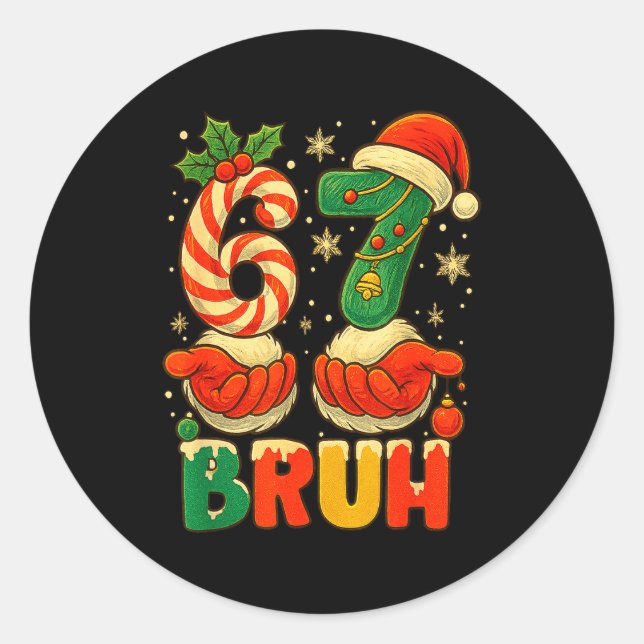 Adesivo 1 67 Bruh Funny Christmas Number Holiday Humor Quo (Frente)