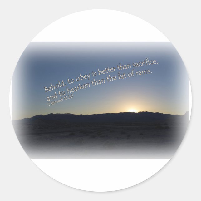 Adesivo 1 Samuel 15:22 Borda Branca Sunset (Frente)