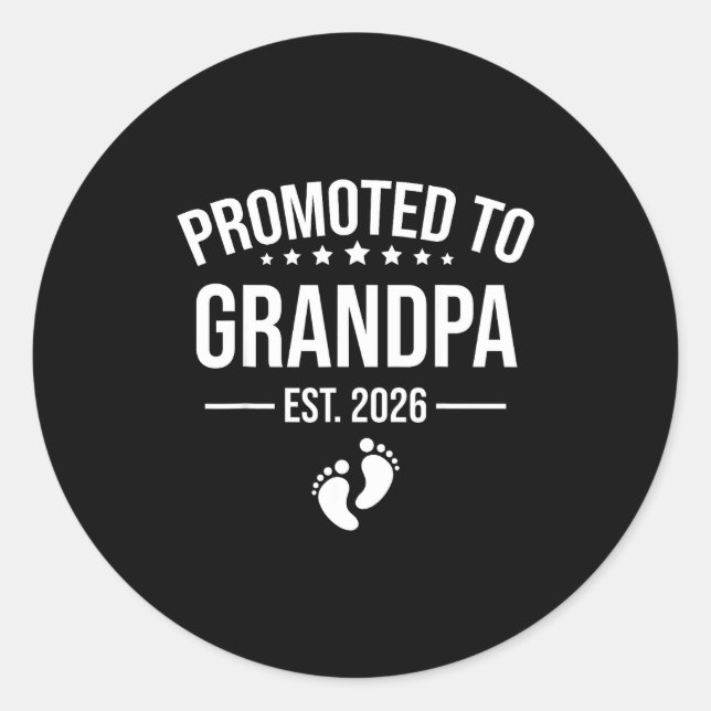 Adesivo 1st Time Grandpa Est 2026 New First Grandpa 2026  (Frente)