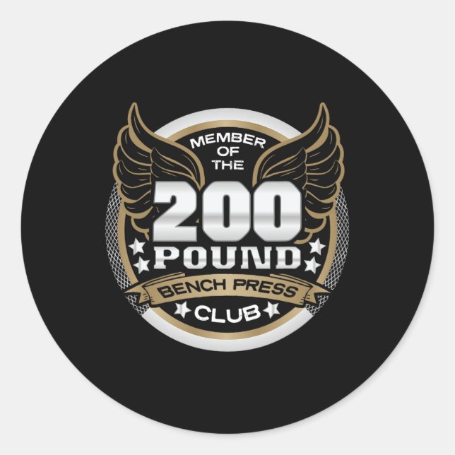 Adesivo 200 Pound Bench Press Club For Weightlifter Gym  (Frente)
