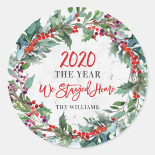 Adesivo 2020 Ano Ficamos Em Casa, Holly Wreath Natal