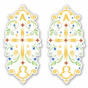 Adesivo 2023 Paschal Candle Blue Flowers Sticker