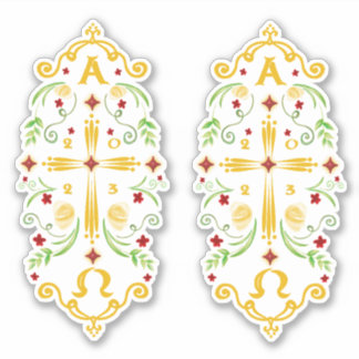 Adesivo 2023 Paschal Candle Red Flowers Sticker