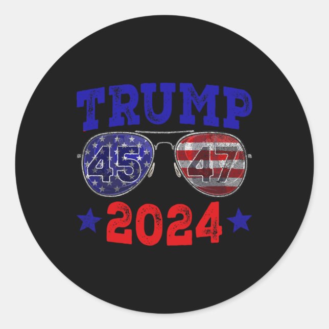 Adesivo 2024 45 47 Bandeira Americana Trump 2024 (Frente)