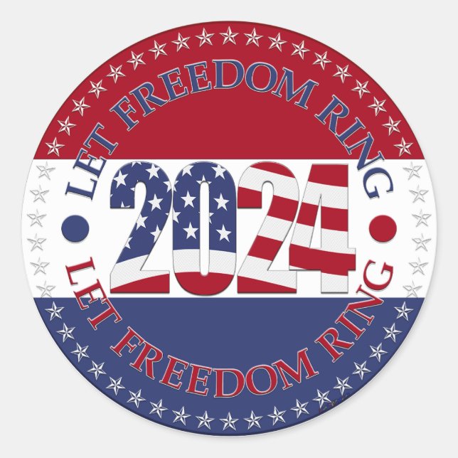 Adesivo 2024 Let Freedom Ring USA Flag (Frente)
