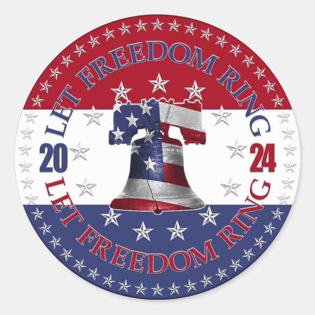 Adesivo 2024 Red and Blue Let Freedom Ring Liberty Bell (Frente)