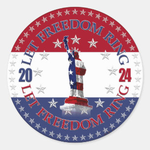 Adesivo 2024 Red and Blue Let Freedom Ring Statue Liberdad