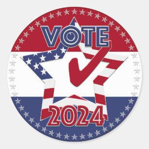 Adesivo 2024 Red and Blue VOTE USA Marca de verificação da