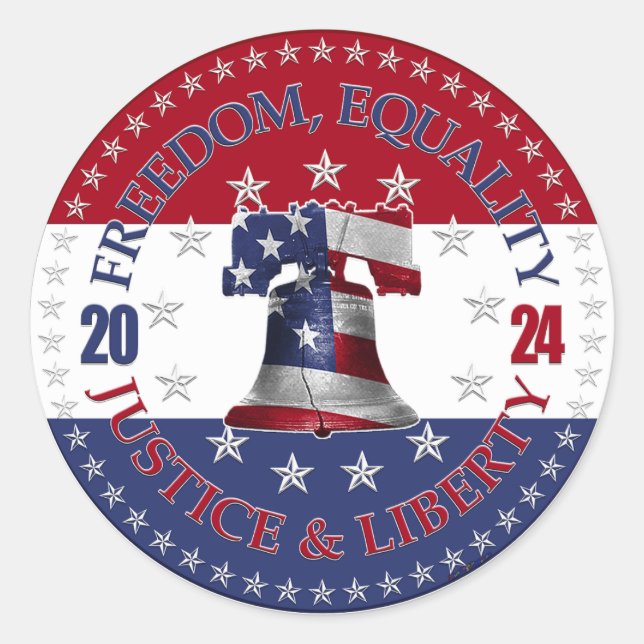 Adesivo 2024 Red Blue Freedom, Equality, Justice Liberty B (Frente)