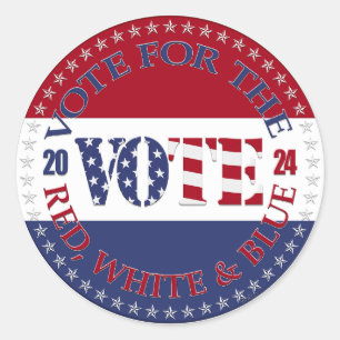 Adesivo 2024 Votação No Red, White Blue USA Flag VOTE