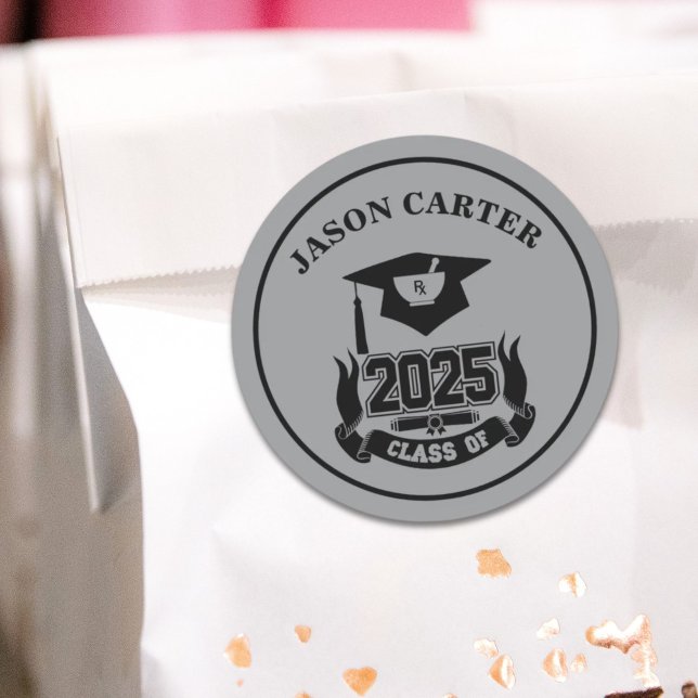 Adesivo 2025 Faculdade de Farmácia Farmacêutica de Festas  (2025 Graduation Party Pharmacist Pharmacy School Classic Round Sticker)