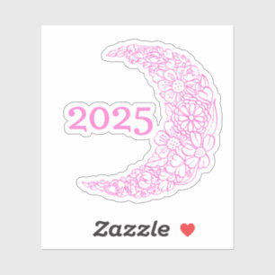 Adesivo 2025 Floral Moon Vinyl Sticker - Perfeito para Lap