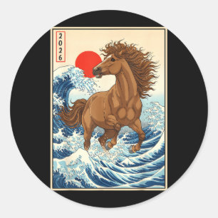 Adesivo 2026 Ano do Cavalo Ano Novo Lunar Kawaii