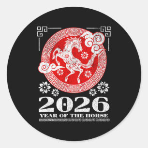 Adesivo 2026 Ano Novo Lunar Chinês Cavalo de Fogo