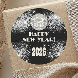 Adesivo 2026 Black Silver Glitter New Year's Eve Party 