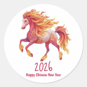 Adesivo 2026 Cavalo Fogueiro – Feliz Ano Novo Chinês