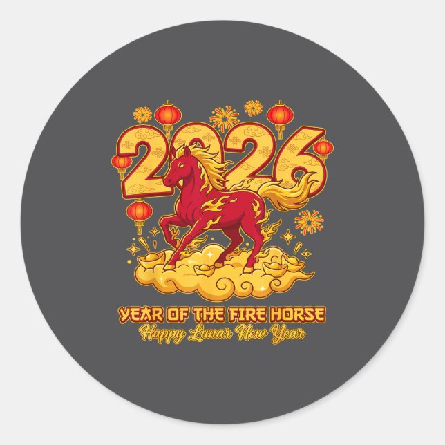 Adesivo 2026 Chinese New Year Of The Horse Lunar Zodiac  (Frente)