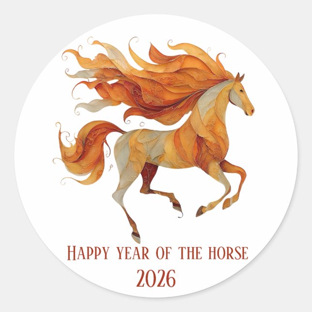 Adesivo 2026 Happy Year of the Horse Design (Frente)