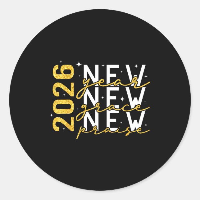 Adesivo 2026 New Year New Grace New Praise New Year's Eve  (Frente)