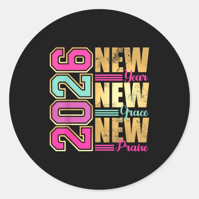 Adesivo 2026 New Year New Grace New Praise Retro Nge Desig (Frente)