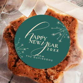 Adesivo 2026 New Year's Festive Stylish Typography Teal 