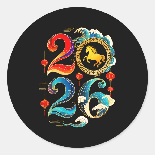 Adesivo 2026 Year Of The Horse Lunar Chinese New Year 2026 (Frente)