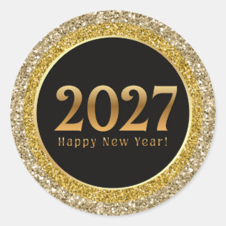 Adesivo 2027 feliz ano novo,brilhos metálicos dourados e p