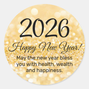 Adesivo 2027 feliz ano novo, roteiro elegante, brilhos dou