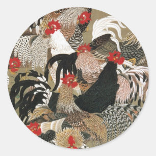 Adesivo 20. 群鶏図, rebanho dos galos, Jakuchu do 若