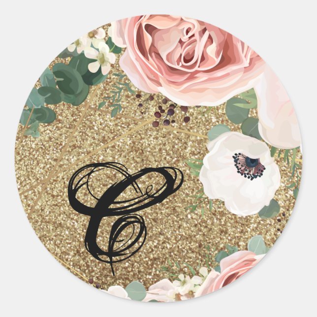 Adesivo 20 - 1.5 Envelope Rosa de Jardim Geométrico Dourad (Frente)